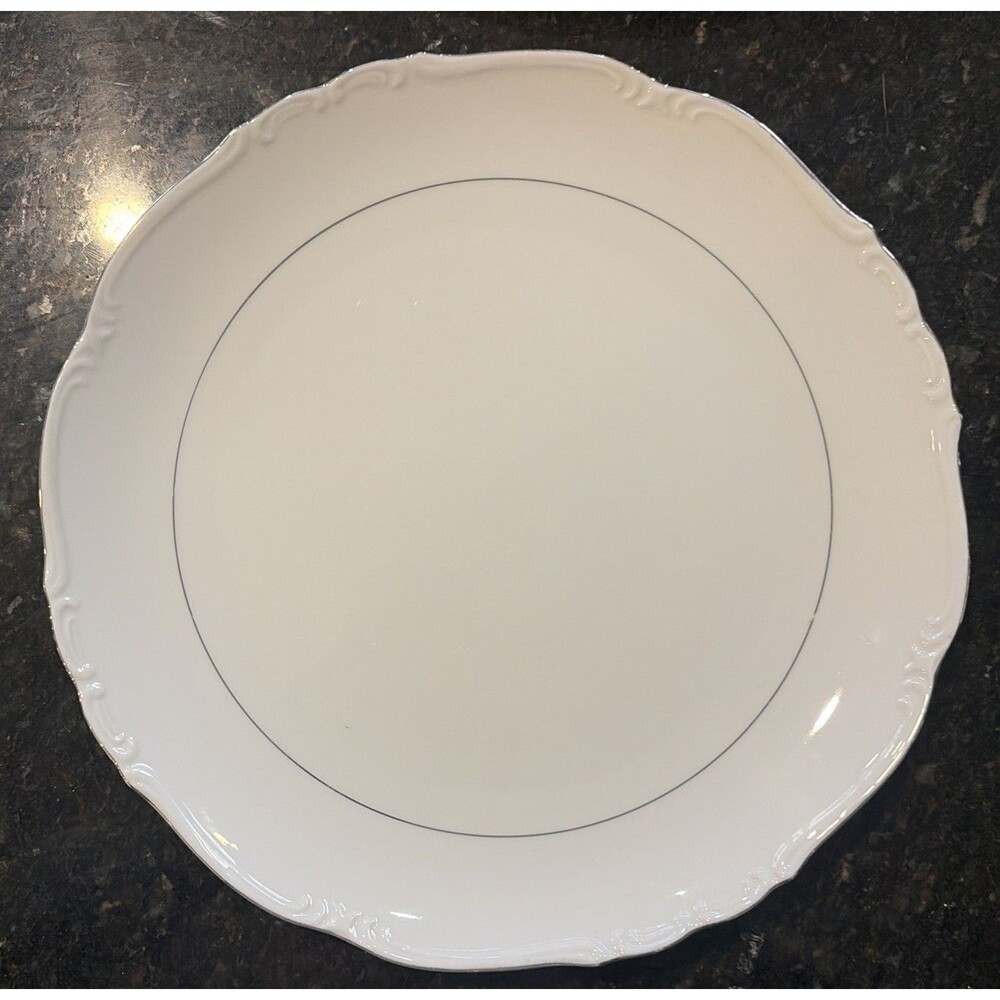 CLASSICO CERAMIC FINE PORCELAIN 12.5" WHITE W/GOLD TRIM SERVING PLATTER POLAND